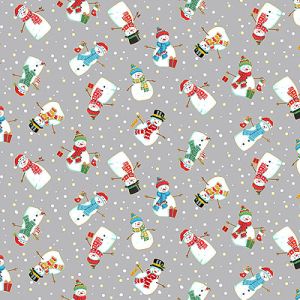 Merry Christmas fabric: Snowmen Light Grey (per 1/4 metre) | 