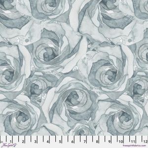 Brushstrokes fabric: Organic Roses, Silverblue | 