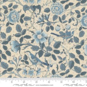 Sacre Bleu fabric: Oiseaux, Pearl French Blue | 