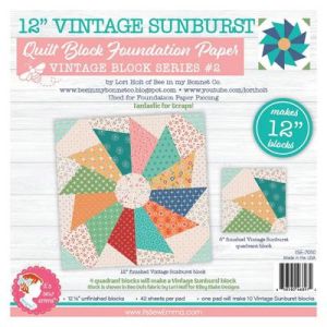 Foundation Piecing Papers: 12 inch Vintage Sunburst Block | 