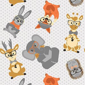 Just for Kids fabric: Tossed Animals Multi (per 1/4 metre) | 