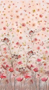 Floral Study fabric: Floral Border Pink (per 1/4 metre) | 