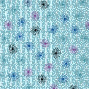 Roadside Flowers: Dandelions and Bugs on Aqua (per 1/4 metre) | 