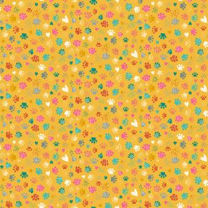 Whiskers Fabric Makower Pawsome Prints Yellow | 