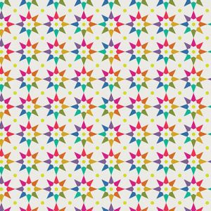 Art Theory Fabric: Rainbow Star White (per 1/4 metre) | 