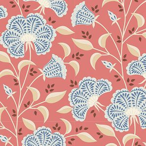 Tilda Windy Days fabric: Stormy Coral (per 1/4 metre) | 