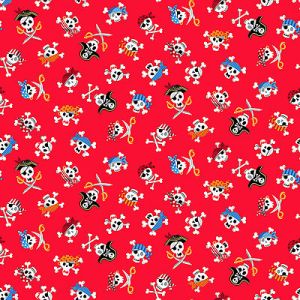 Pirates fabric: Skulls Red (per 1/4 metre) | 