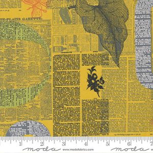 Filigree Fabric: Typography mustard (per 1/4 metre) | 