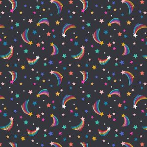 Over The Rainbow fabric: Shooting Stars Black Lewis and Irene | 