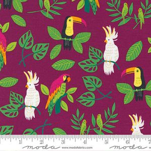 Jungle Paradise fabric: Birds of Paradise Magenta (per 1/4 metre) | 