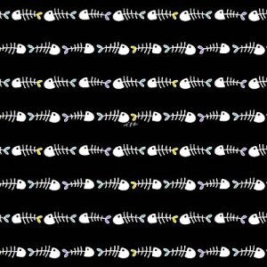 Cat in the Box Fabric: Fish Bones Black (per 1/4 metre) | 