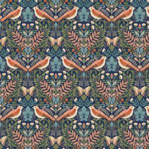 Luxe fabric: Damask Birds Navy (per 1/4 metre) | 