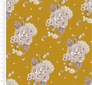 Blue Skies and Nutmeg fabric: Mustard Floral (per 1/4 metre) | 