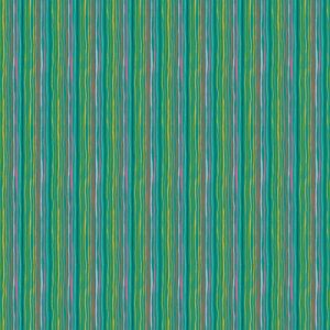 Whiskers Fabric Makower Yarn Stripe Teal | 