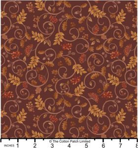 Cranbourne Chase fabric: Cranbourne Scroll on Conker | 