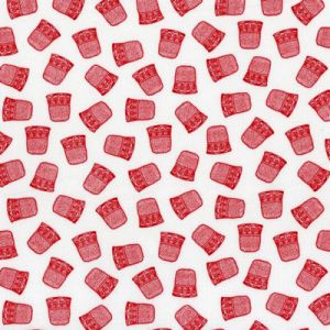 Sew and So Fabric: Red Thimbles on White (per 1/4 metre) | 