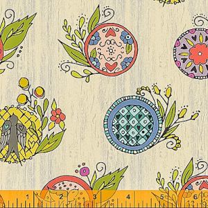 Buttons and Blooms fabric: Button Wreaths Oyster Stew (per 1/4 metre) | 