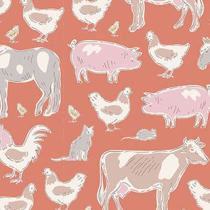 Tilda Tiny Farm Fabric: Farm Animals Ginger (per 1/4 metre) | 