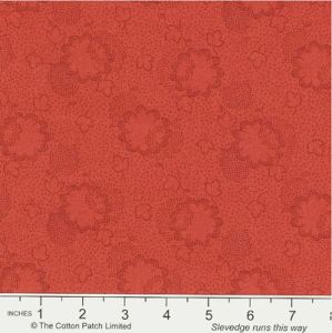 Dutch Heritage fabric:Two Tone Floral Leaf Dark Red (per 1/4 metre) | 