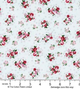 Classic Florals Fabric: Small Rose Posy on Grey (per 1/4 metre) | 