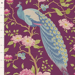 Tilda Chic Escape fabric: Peacock Tree Grape (per 1/4 metre) | 