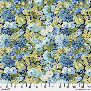 A Celebration of Sanderson fabric: Rose and Peony Indigo Small (per 1/4 metre) | 