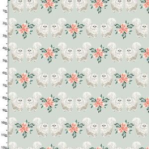 Cats & Dogs fabric: Purrrfect Mint (per 1/4 metre) | 