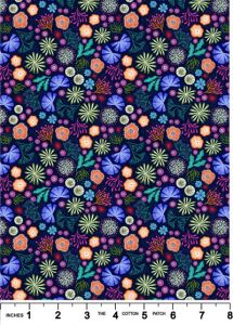 Ocean Glow Fabric Corals on Dark Blue (Glow in the Dark) Lewis and Irene | 