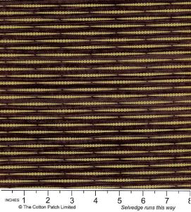 Classic Coordinates Fabric: Metallic Gold Dots Stripe Brown (per 1/4 metre) | 