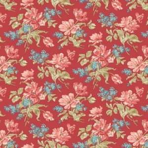 Lighthouse Red fabric: Front Porch Bouquet, Red Roof | 