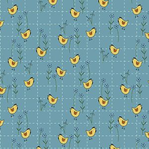 Gail Pan Designs: Chickens Blue (per 1/4 metre) | 