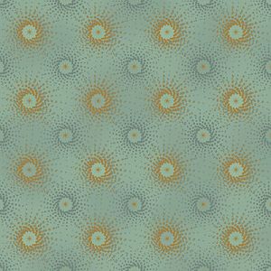 Christmas Wonders: Gold Star Burst on Mint (per 1/4 metre) | 