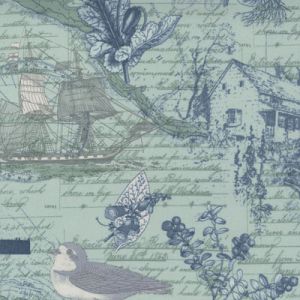 Sister Bay fabric: Bayside Collage Sky (per 1/4 metre) | 