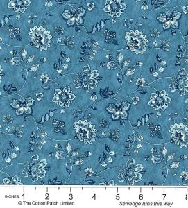 Classic Florals Fabric: Little Jacobean Blue (per 1/4 metre) | 