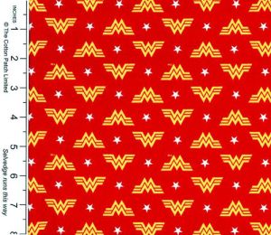 Superheroes Fabric: Wonder Woman Logo, Red | 