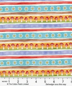 Better Gnomes and Gardens fabric: Mushroom Stripe | 