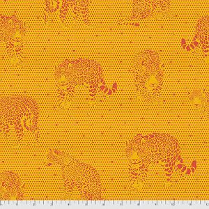 Tula Pink Daydreamer fabric: Lil Jaguars Papaya (per 1/4 metre) | 