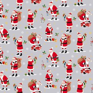 Merry Christmas fabric: Santa Light Grey (per 1/4 metre) | 