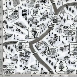 Sevenberry Prints Fabric: Paris Sights Grey (per 1/4 metre) | 