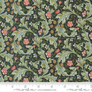 Morris Meadow fabric: Leicester Damask Black (per 1/4 metre) | 