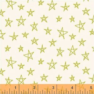 Notepad fabrics: Handdrawn Stars Lime/White (per 1/4 metre) | 