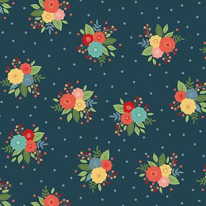 Amelia fabric: Posy Navy (per 1/4 metre) | 