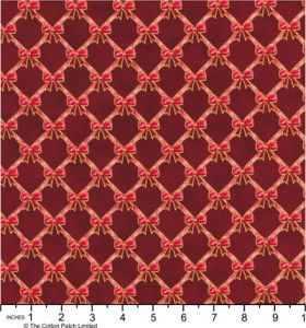 Holiday Flourish, Festive Finery fabric: Diamond Bows, Cranberry | 