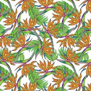 Tropical Flair fabric: Paradise Toss White (per 1/4 metre) | 