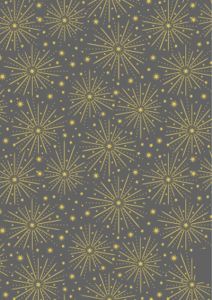 Gingerbread Christmas Gold Metallic Starburst Dark Grey | 