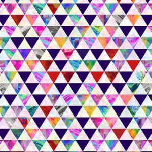 Geofetti Fabric: Multi Triangles White (per 1/4 metre) | 