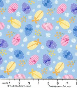 Sweet Spring Fabric: Easter Egg Toss, Blue | 