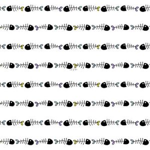 Cat in the Box Fabric: Fish Bones White (per 1/4 metre) | 