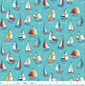 Nautical Fabric: Yachts turquoise (per 1/4 metre) | 