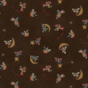 One S1ster Fabrics: Moon & Angels Brown (per 1/4 metre) | 